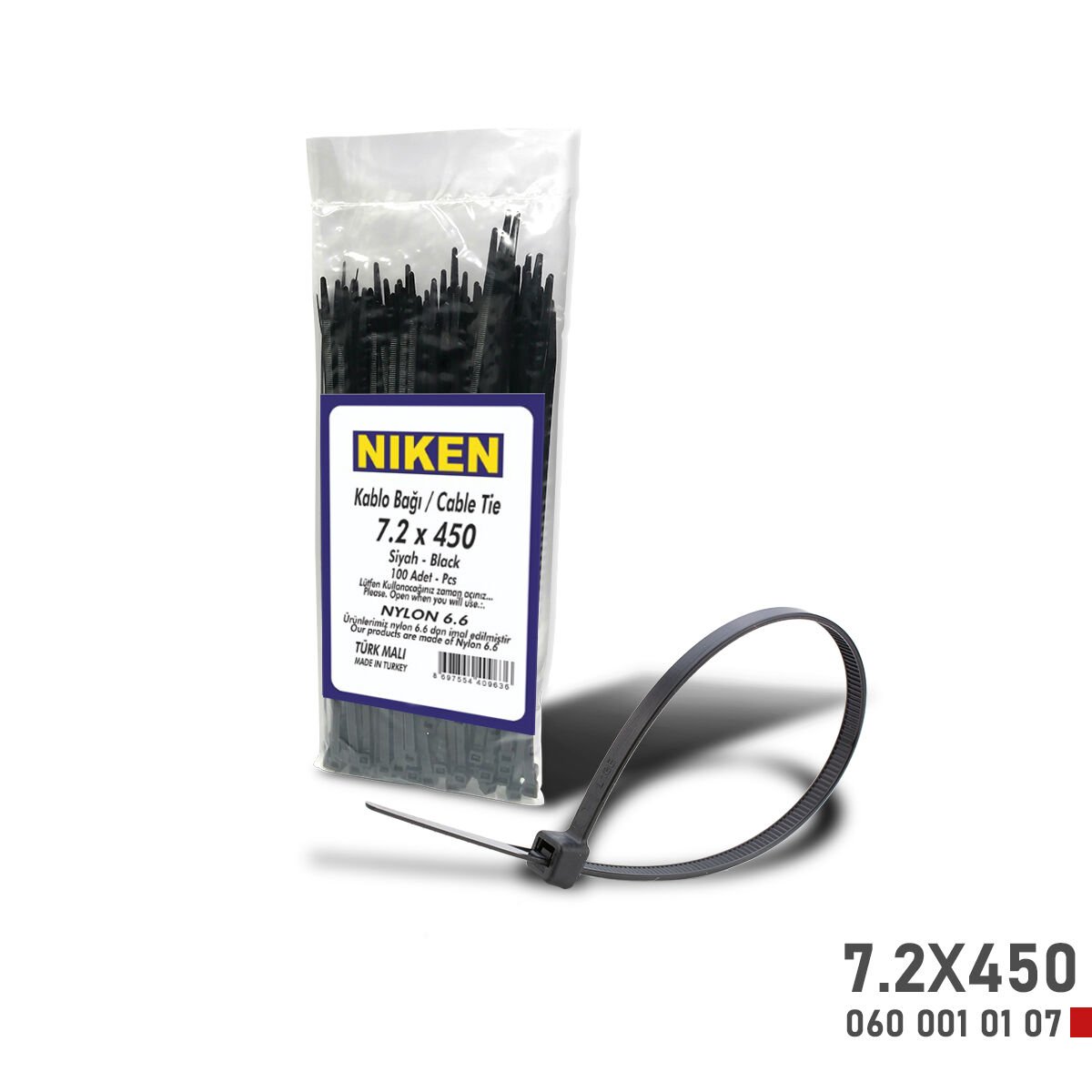 KABLO BAĞI SİYAH 7,2X450