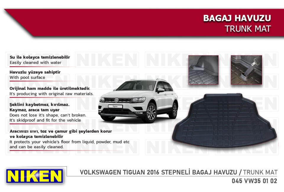 VW TIGUAN 2016-2023 STEPNELİ BAGAJ HAVUZU