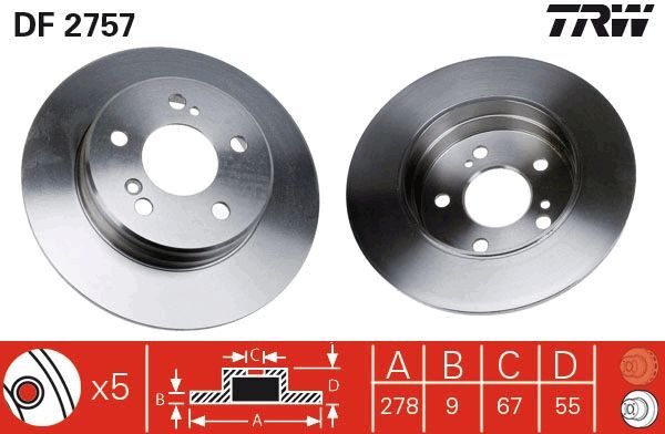 MERCEDES-BENZ C vb. 2005-2005 FREN DISKI ARKA 5098066AA, 68031811AA, 05098066AA, 5098065AA TRW 2'li Paket