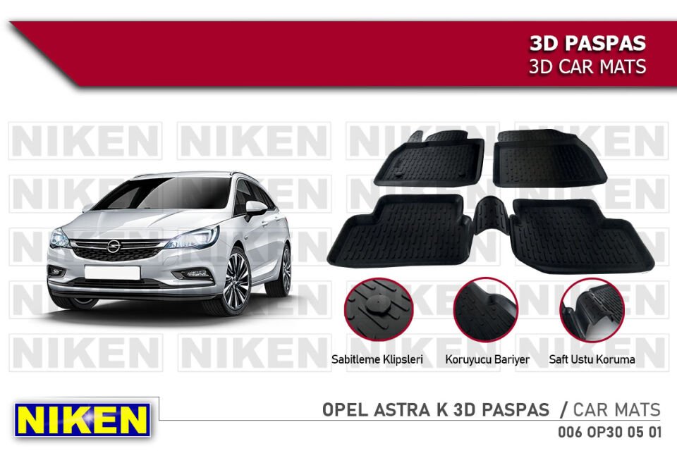 OPEL ASTRA K 2016- 3D PASPAS