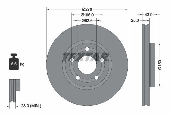 FORD PUMA COURIER V-769 20- FREN DISKI ÖN L1TC 1125 AA R2X6 1125 AA TEXTAR