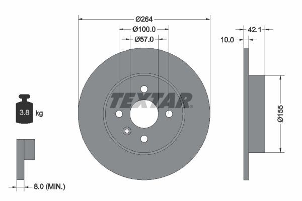 OPEL CORSA C MERIVA COMBO C 02-08 FREN DISKI ARKA 569116 TEXTAR 2'li Paket
