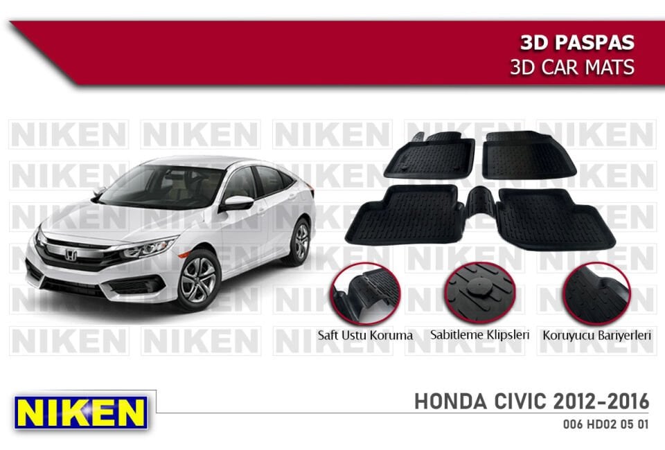 HONDA CIVIC 2012-2016 3D PASPAS