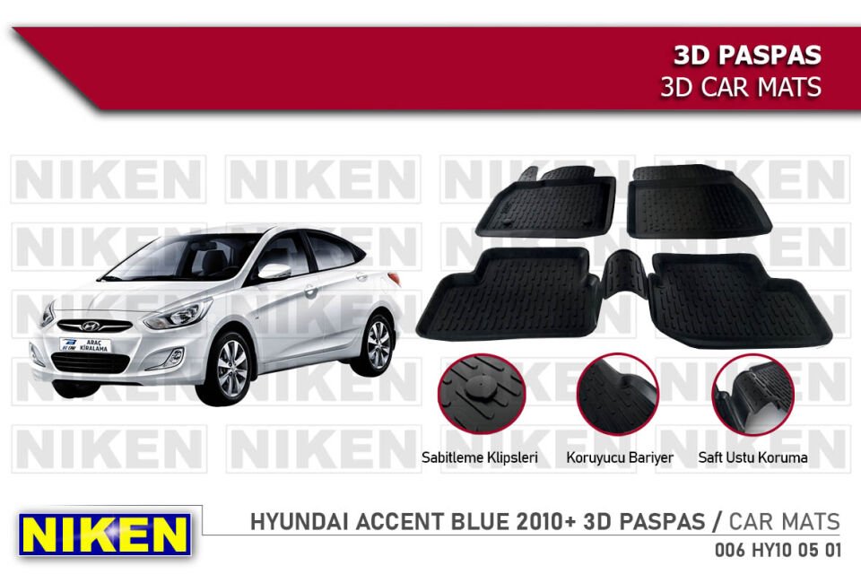 HYUNDAI ACCENT BLUE 2010- 3D PASPAS