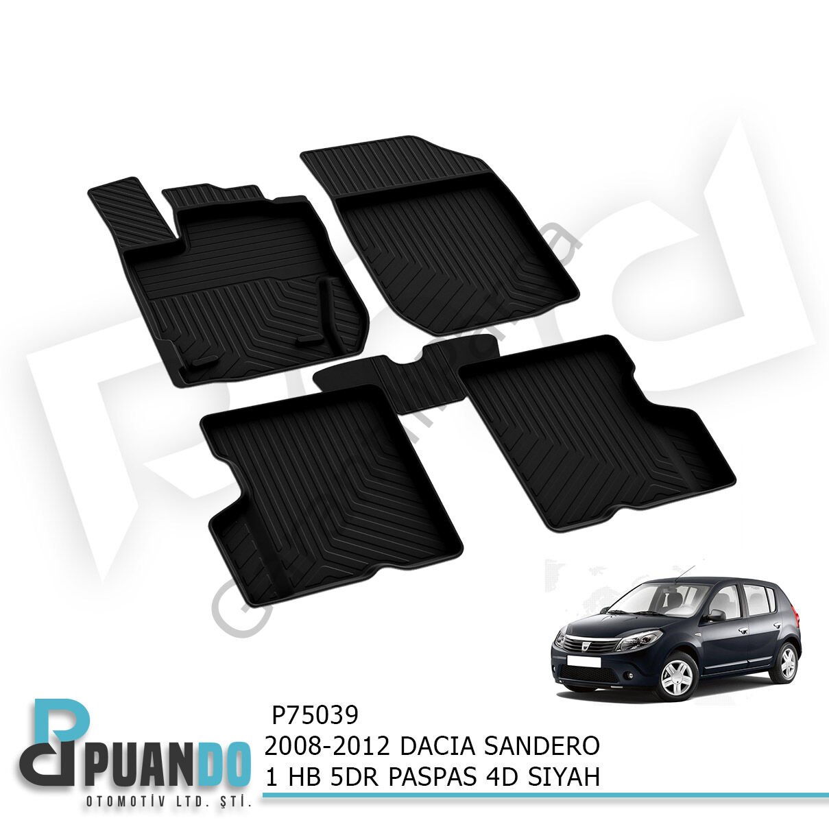 2008-2012 DACIA SANDERO 1 HB 5KP PASPAS 4D SIYAH