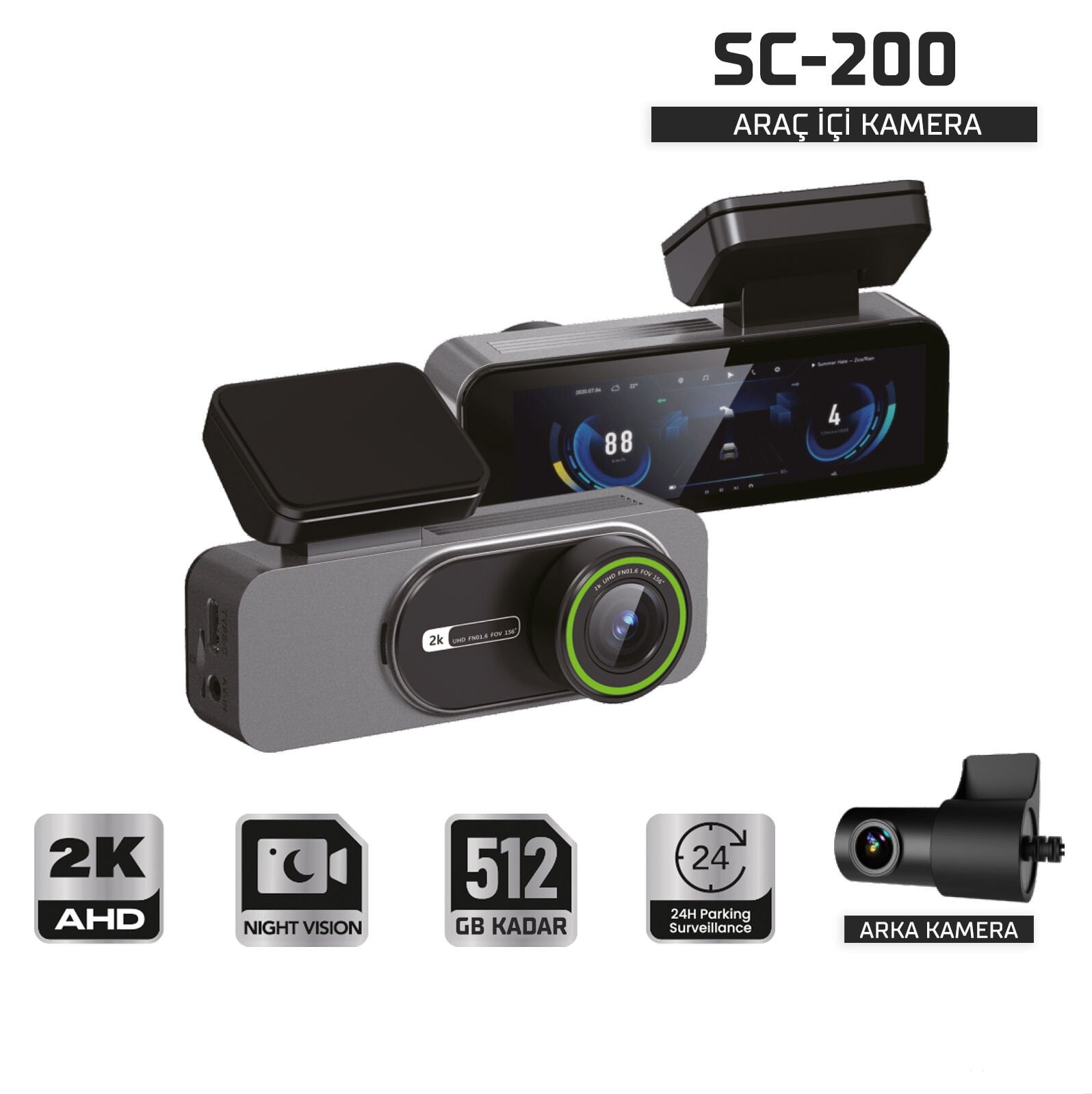 KAYIT CİHAZI 2K 2İNÇ EKRAN 2 KAMERALI