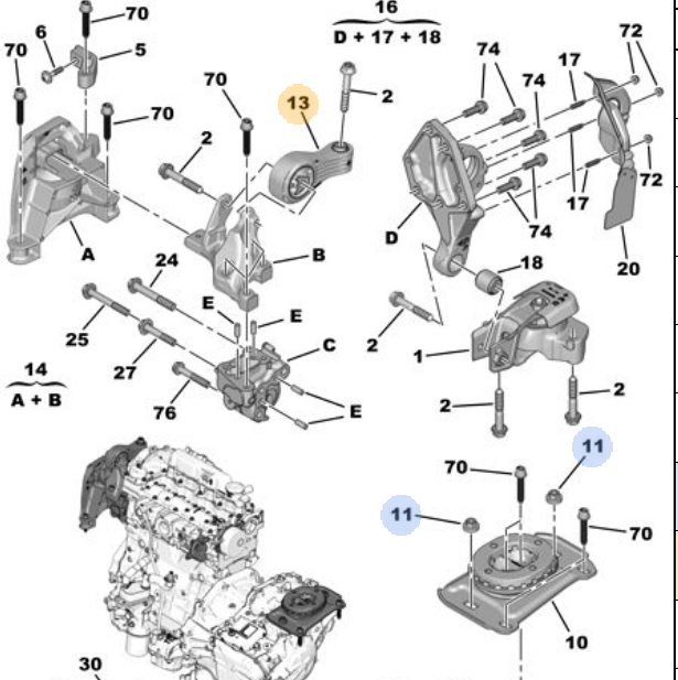 PSA SCUDO V EXPERT TRAVELLER 3008 VIVARO C 18- MOTOR TAKOZU OE-PSA