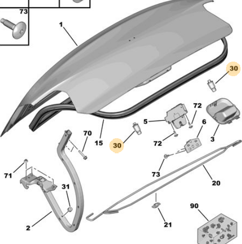 PEUGEOT 301 2012- BAGAJ KAPAK DAYANAGI OE-PSA