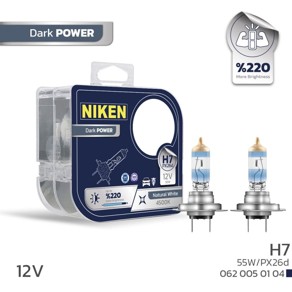 H7 55W DARK POWER %220 PX26d 4500K NIKEN