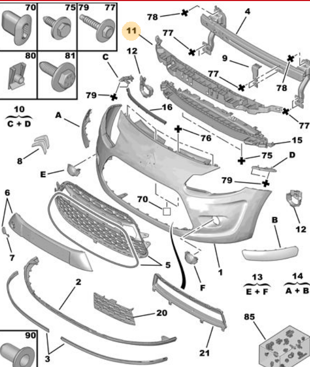 PSA C3 II 09-16 ÖN TAMPON IÇ BRAKETI 7422.G7 BSG