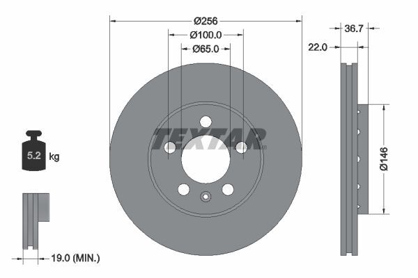 VOLKSWAGEN GOLF4-BORA-A3-TOLEDO-POLO 97- FREN DISKI ÖN 1J0615301D TEXTAR 2'li Paket