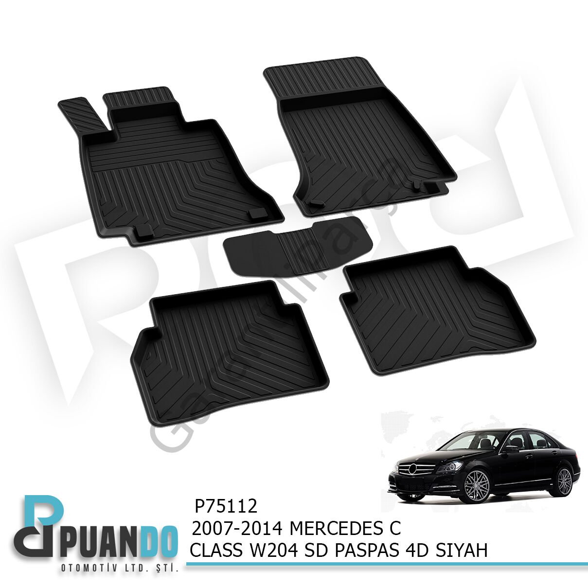 2007-2014 MERCEDES C CLASS W204 SD PASPAS 4D SIYAH