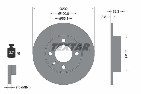VOLKSWAGEN POLO-POLO CLASSIC 99- FREN DISKI ARKA 6N0615601B TEXTAR 2'li Paket