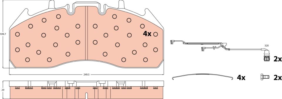 AĞIR VASITA D 18 T 280 FREN BALATA SETI, DISKLI FREN 7421399929