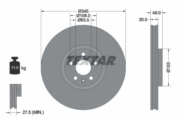 VOLVO S60/S90/V60/V90 XC40 XC60 XC90 16- FREN DISKI ÖN 31471752 TEXTAR 2'li Takım