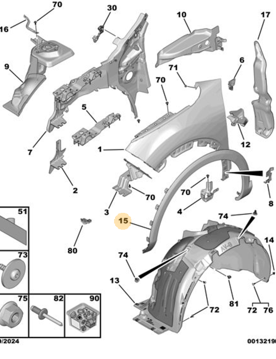 CITROEN C4 X / C4(C41) 21- ÖN SAG ÇAMURLUK ÇITASI 98329589XT OE-PSA
