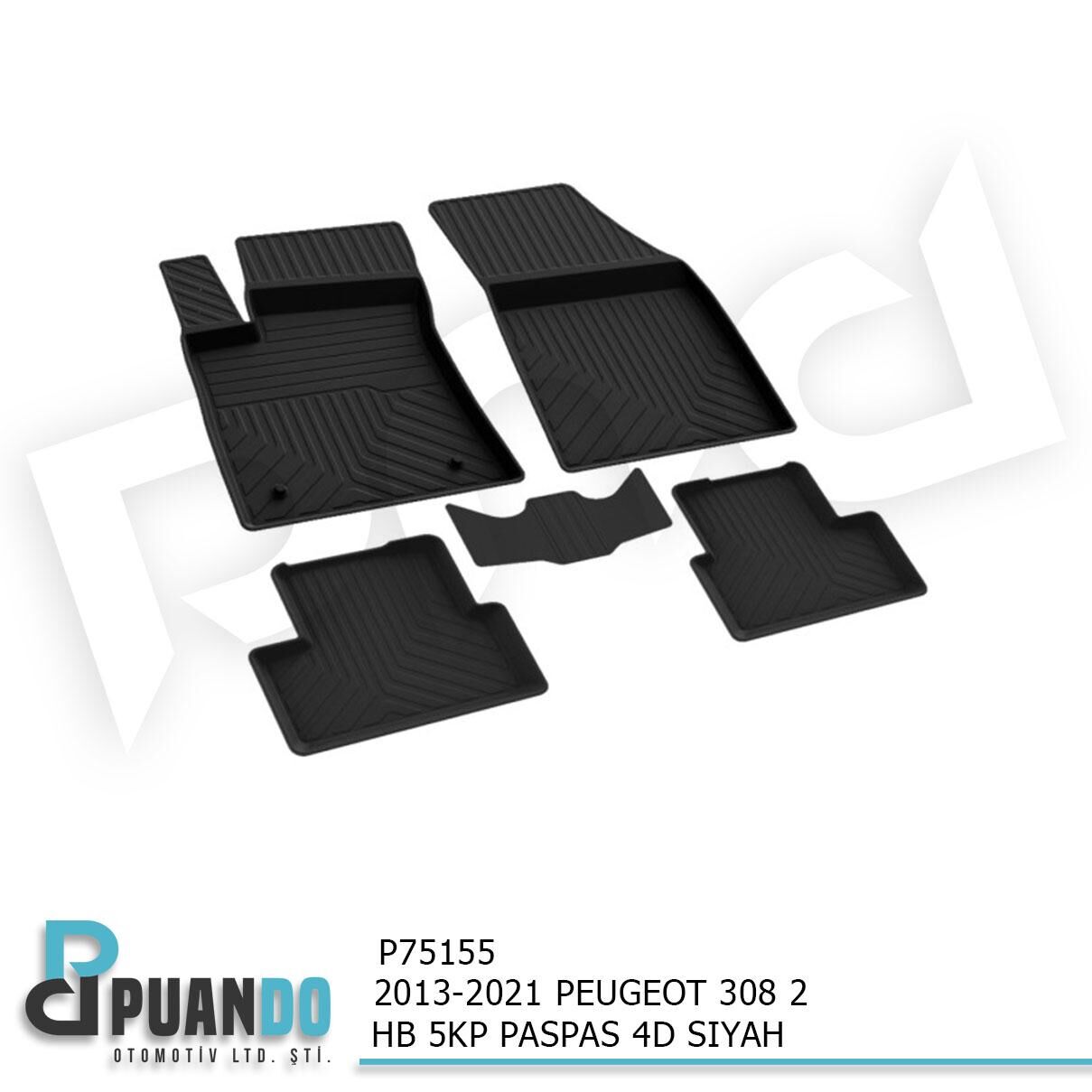 2013-2021 PEUGEOT 308 2 HB 5KP PASPAS 4D SIYAH