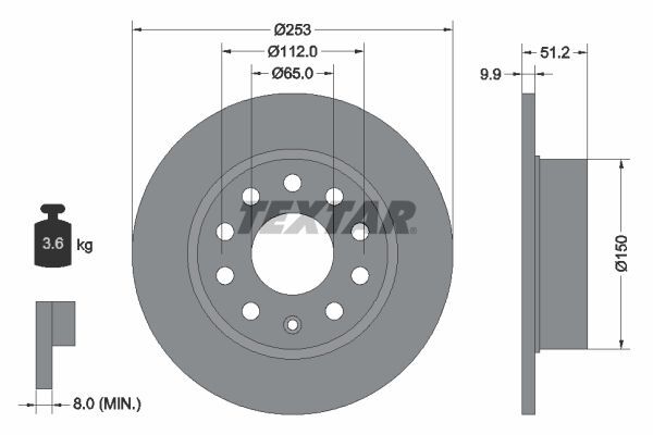 VOLKSWAGEN GOLF5-GOLF6-JETTA-CADDY-A3-LEON 04-13 FREN DISKI ARKA 1K0615601K TEXTAR 2'li Paket