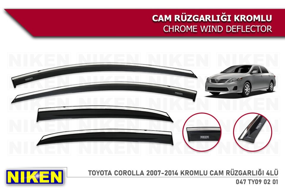TOYOTA COROLLA 2014-2018 KROMLU CAM RÜZGARLIĞI 4LÜ