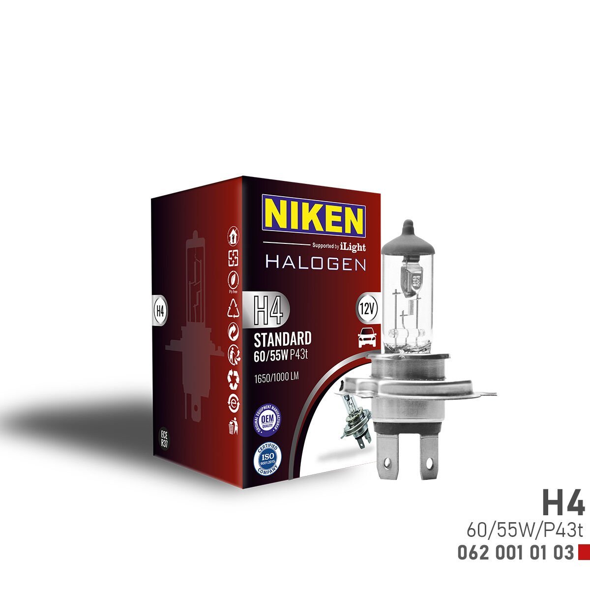 NIKEN H4 100W/90W HALOJEN AMPUL P43t (12V)